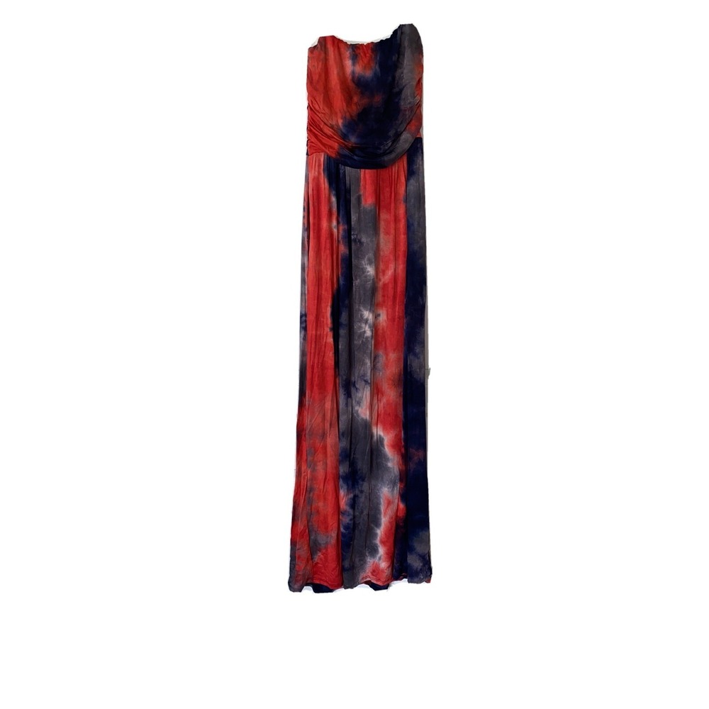 NWT 143 Story Women's Tie Dye Red Blue 4th July Maxi Dress Strapless Sz M USA - Picture 4 of 4